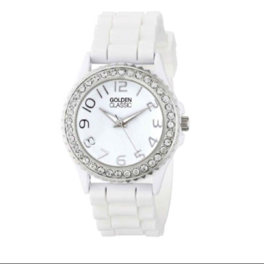 Golden classic rhinestone watch